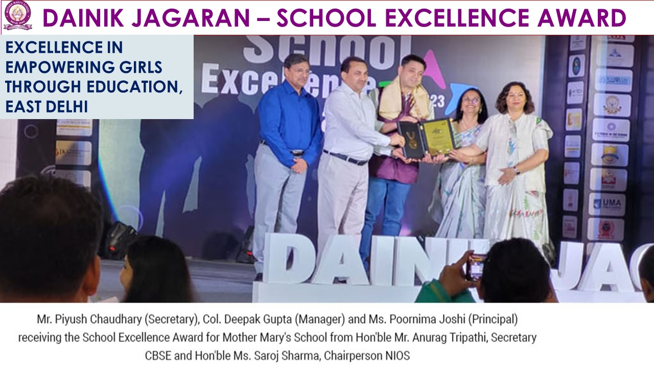 Dainik Jagran School Excellence Award 2023 for Excellence in Empowering Girls Through Transformative Education